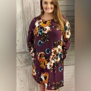 COIN GYPSY PLUM FLORAL WOMENS LONG-SLEEVE FLOWY POCKETS SIZE SMALL